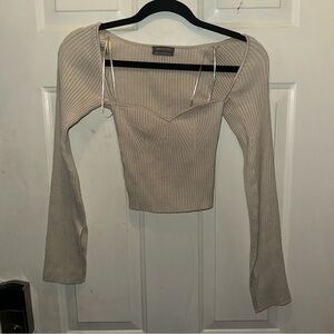 Urban Outfitters Ribbed Knit Beige Cropped Sweater Top